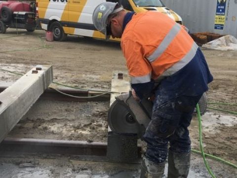 Hand sawing concrete